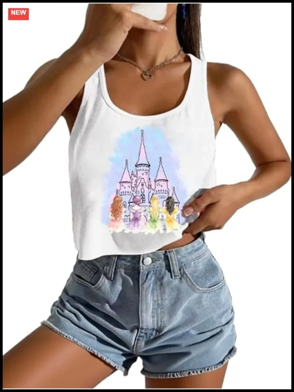 Women's Magical Tank Top Cotton Blend Sleeveless Crop Tee Vacation Graphic